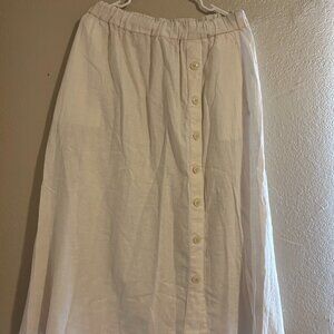 Madwell Paper Bag Pull-On Midi Skirt - White/Cream